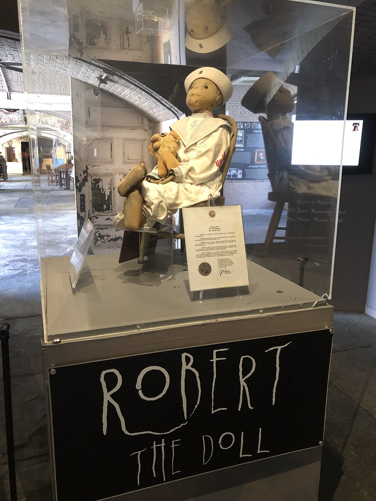 photo of Robert the Doll in the Fort East Martello museum